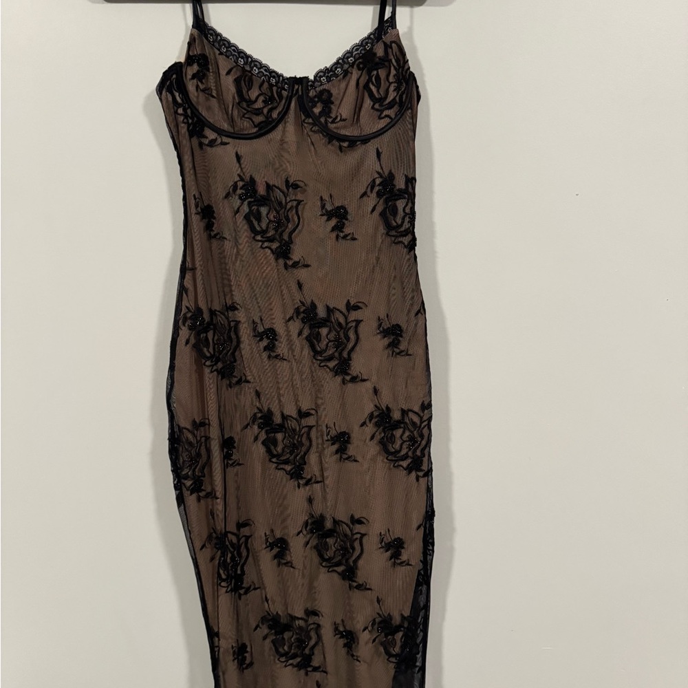 Meshki Black Floral Lace Chemise